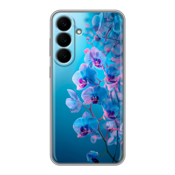 Силиконовый чехол на Samsung Galaxy S26 FE с принтом голубые орхидеи