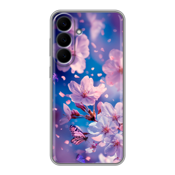Силиконовый чехол на Samsung Galaxy S26 FE с принтом цветы бабочки