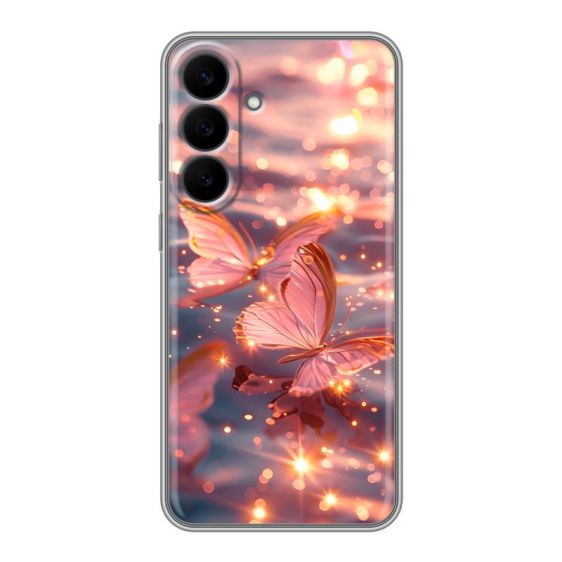 Силиконовый чехол на Samsung Galaxy S26 FE с принтом бабочки розовые Силиконовый чехол на Samsung Galaxy S26 FE с принтом бабочки розовые