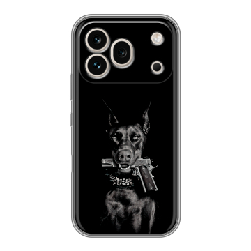 Силиконовый чехол на Honor 600 Pro с принтом Доберман и пистолет Силиконовый чехол на Honor 600 Pro с принтом Доберман и пистолет
