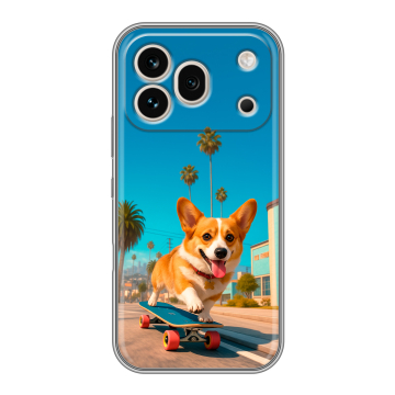 Силиконовый чехол на Honor 600 Pro с принтом Корги на скейте