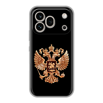 Силиконовый чехол на Honor 600 Pro с принтом Герб России золотой