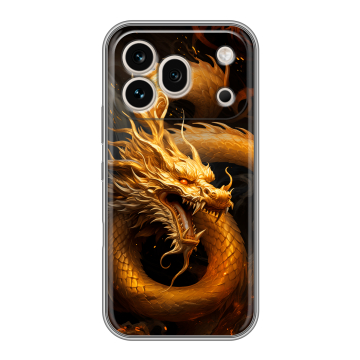 Силиконовый чехол на Honor 600 Pro с принтом Золотой дракон