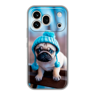 Силиконовый чехол на Honor 600 Pro с принтом Мопс в шапке