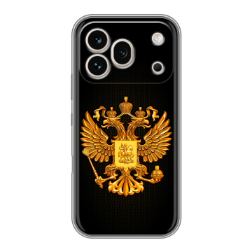 Силиконовый чехол на Honor 600 Pro с принтом Герб России желтый
