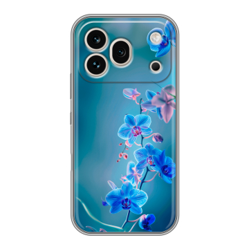 Силиконовый чехол на Honor 600 Pro с принтом Голубые цветы