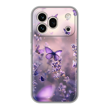 Силиконовый чехол на Honor 600 Pro с принтом бабочки и лаванда Силиконовый чехол на Honor 600 Pro с принтом бабочки и лаванда