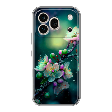 Силиконовый чехол на Honor 600 Pro с принтом Цветы и мрамор