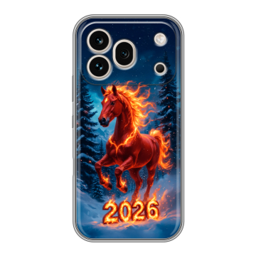 Силиконовый чехол на Honor 600 Pro с принтом Новый год коня Силиконовый чехол на Honor 600 Pro с принтом Новый год коня