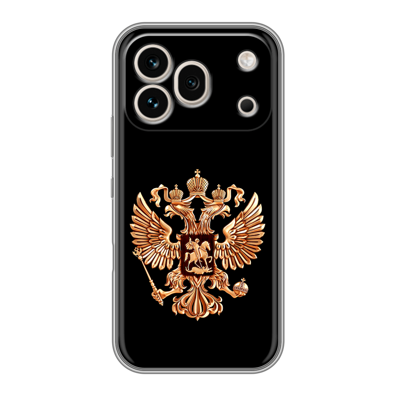 Силиконовый чехол на Honor 600 Pro с принтом Герб России золотой Силиконовый чехол на Honor 600 Pro с принтом Герб России золотой