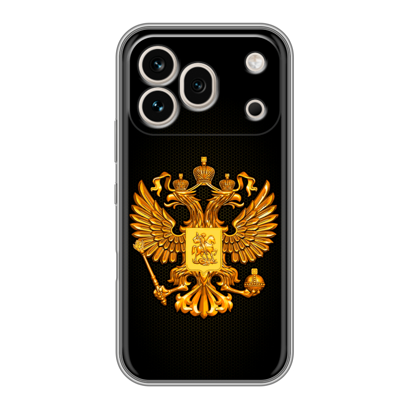 Силиконовый чехол на Honor 600 Pro с принтом Герб России желтый Силиконовый чехол на Honor 600 Pro с принтом Герб России желтый