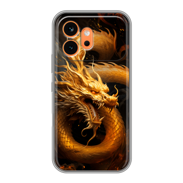 Силиконовый чехол на Honor 600 с принтом Золотой дракон