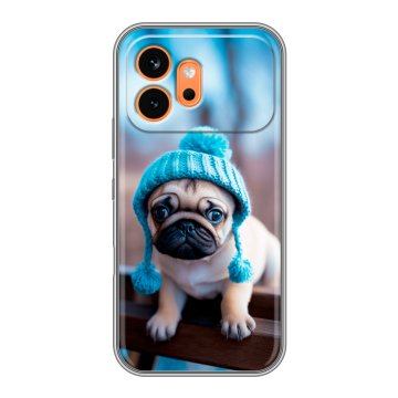 Силиконовый чехол на Honor 600 с принтом Мопс в шапке