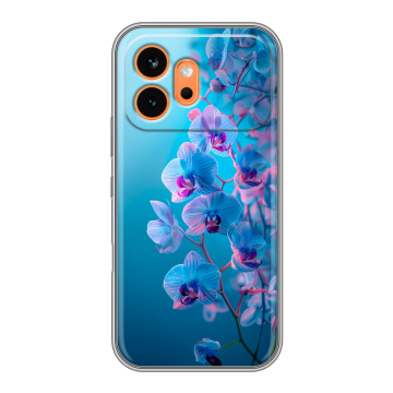 Силиконовый чехол на Honor 600 с принтом голубые орхидеи