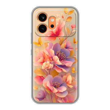 Силиконовый чехол на Honor 600 с принтом Цветы и бабочки Силиконовый чехол на Honor 600 с принтом Цветы и бабочки