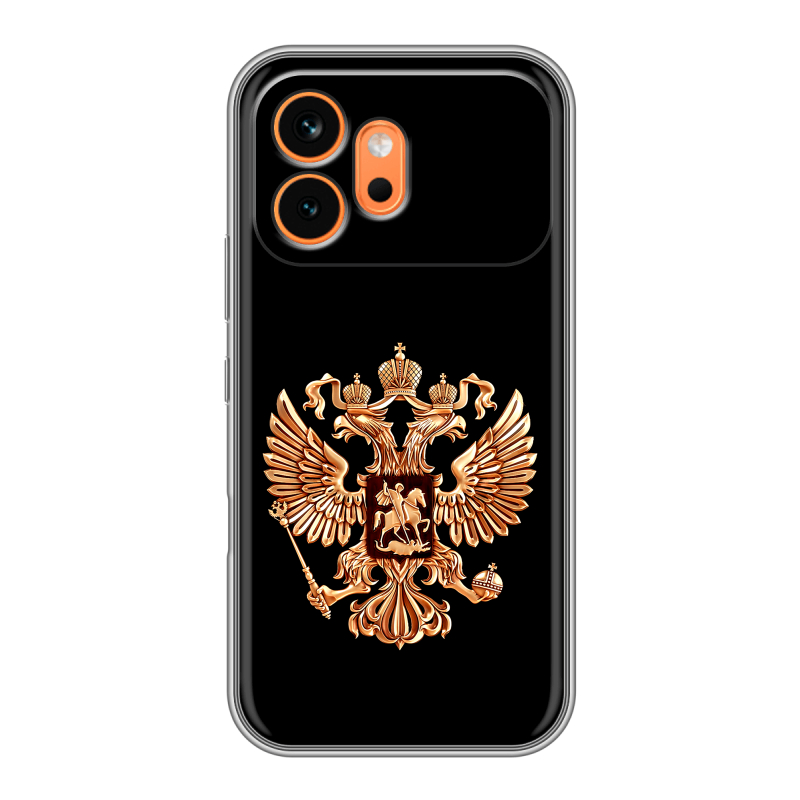 Силиконовый чехол на Honor 600 с принтом Герб России золотой Силиконовый чехол на Honor 600 с принтом Герб России золотой