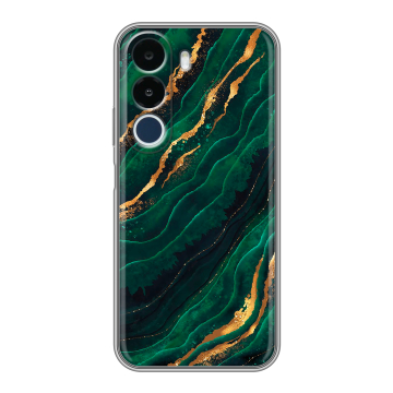 Силиконовый чехол на Realme P4x с принтом Мрамор зеленое золото