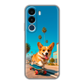 Силиконовый чехол на Realme P4x с принтом Корги на скейте Силиконовый чехол на Realme P4x с принтом Корги на скейте