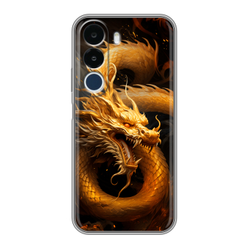 Силиконовый чехол на Realme P4x с принтом Золотой дракон