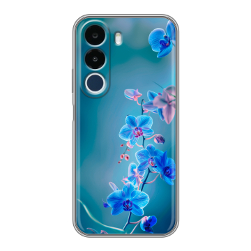 Силиконовый чехол на Realme P4x с принтом Голубые цветы