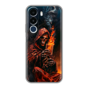 Силиконовый чехол на Realme P4x с принтом Скелет и карты