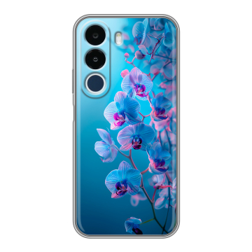 Силиконовый чехол на Realme P4x с принтом голубые орхидеи