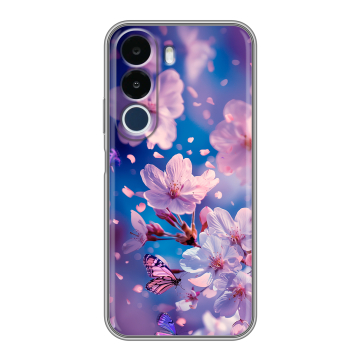 Силиконовый чехол на Realme P4x с принтом цветы бабочки