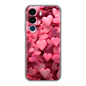 Силиконовый чехол на Realme P4x с принтом розовые сердечки Силиконовый чехол на Realme P4x с принтом розовые сердечки