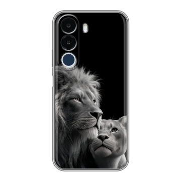 Силиконовый чехол на Realme P4x с принтом Лев кошки