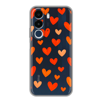 Силиконовый чехол на Realme P4x с принтом Сердечки