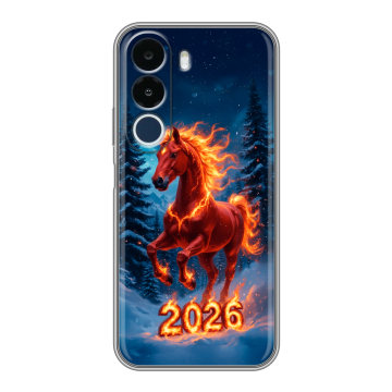 Силиконовый чехол на Realme P4x с принтом Новый год коня Силиконовый чехол на Realme P4x с принтом Новый год коня