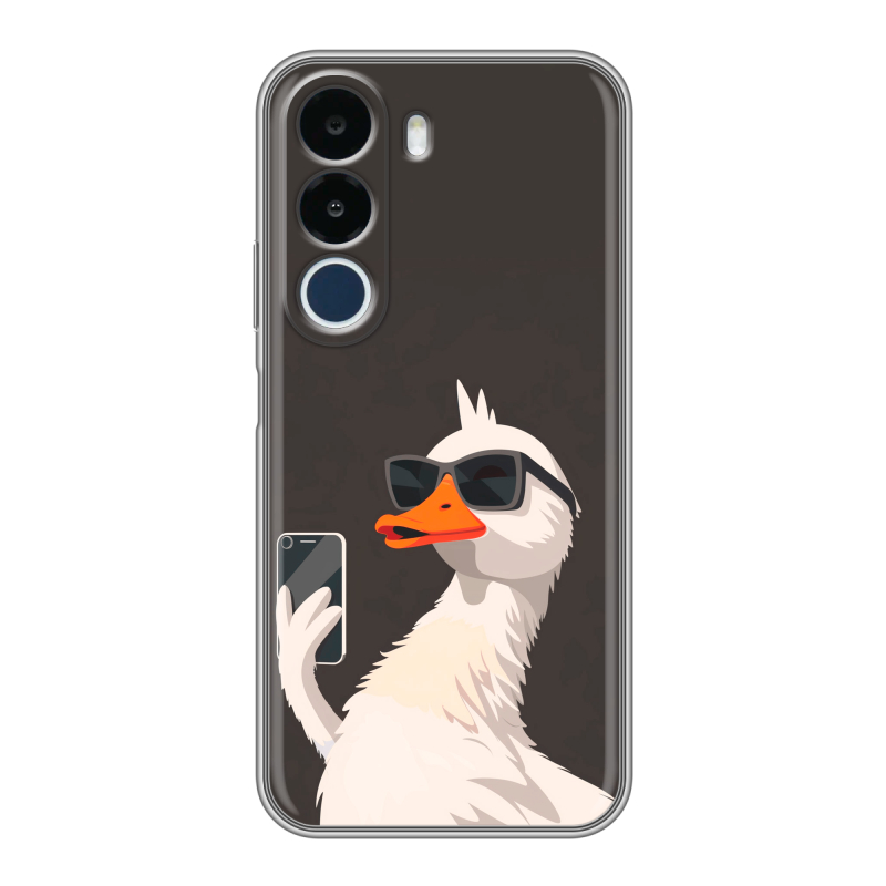 Силиконовый чехол на Realme P4x с принтом утка в очках Силиконовый чехол на Realme P4x с принтом утка в очках