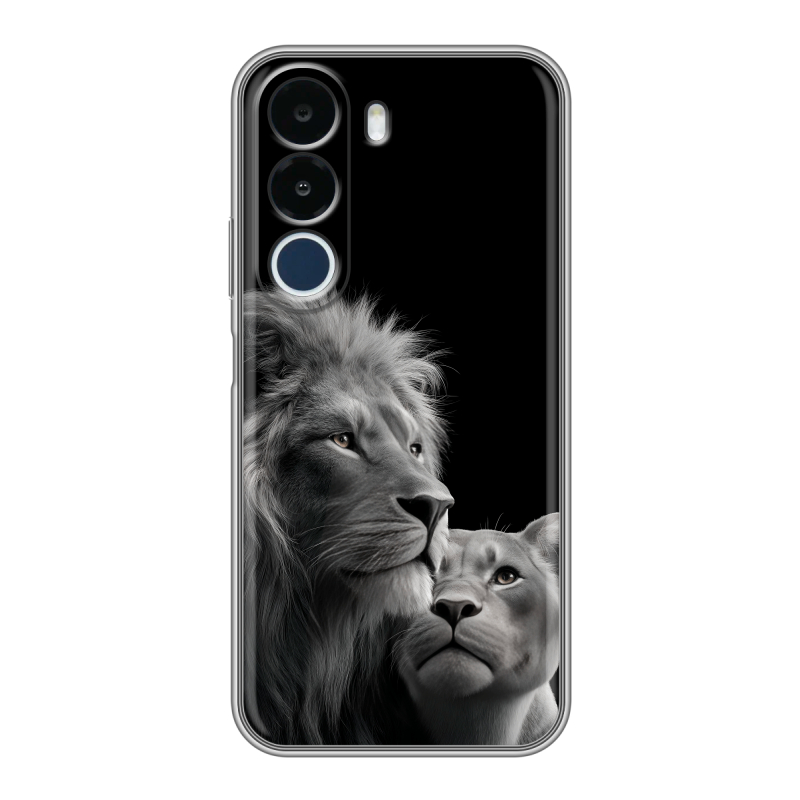 Силиконовый чехол на Realme P4x с принтом Лев кошки Силиконовый чехол на Realme P4x с принтом Лев кошки