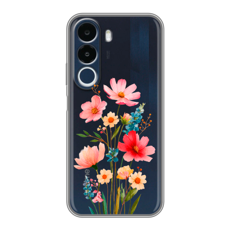 Силиконовый чехол на Realme P4x с принтом Цветы Силиконовый чехол на Realme P4x с принтом Цветы
