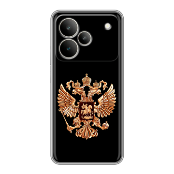 Силиконовый чехол на Realme P4 с принтом Герб России золотой Силиконовый чехол на Realme P4 с принтом Герб России золотой