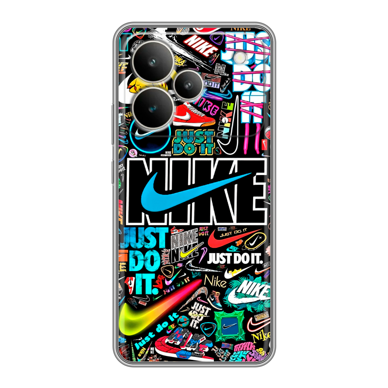 Силиконовый чехол на Realme P4 с принтом найк nike черный Силиконовый чехол на Realme P4 с принтом найк nike черный