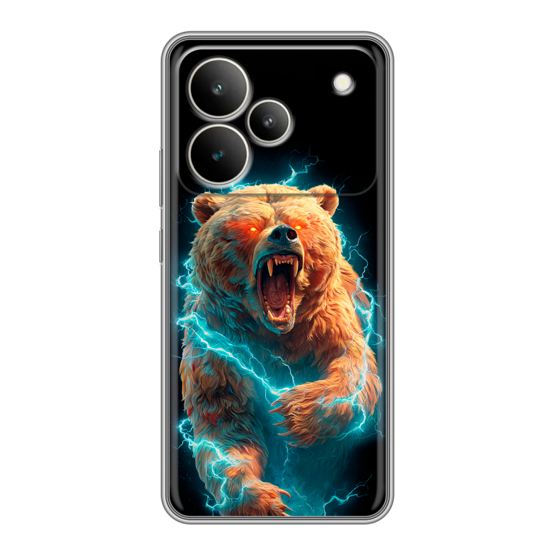 Силиконовый чехол на Realme P4 с принтом Медведь Силиконовый чехол на Realme P4 с принтом Медведь