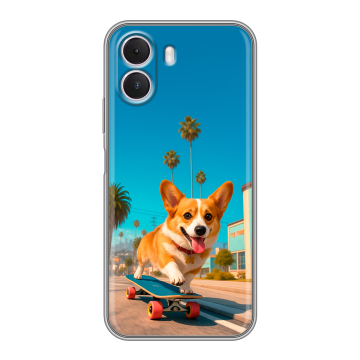 Силиконовый чехол на Realme P4 Lite с принтом Корги на скейте Силиконовый чехол на Realme P4 Lite с принтом Корги на скейте