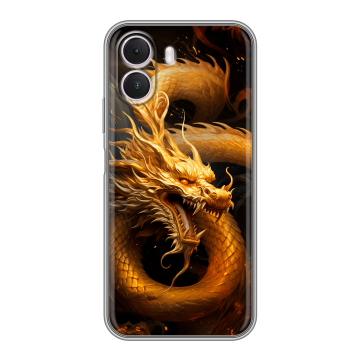 Силиконовый чехол на Realme P4 Lite с принтом Золотой дракон Силиконовый чехол на Realme P4 Lite с принтом Золотой дракон
