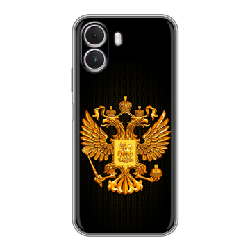 Силиконовый чехол на Realme P4 Lite с принтом Герб России желтый