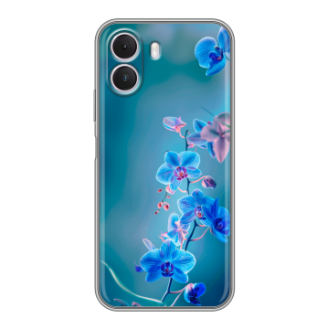 Силиконовый чехол на Realme P4 Lite с принтом Голубые цветы