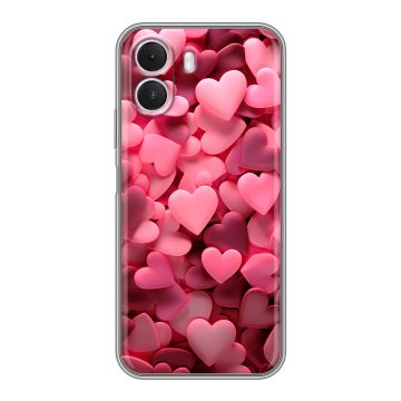 Силиконовый чехол на Realme P4 Lite с принтом розовые сердечки Силиконовый чехол на Realme P4 Lite с принтом розовые сердечки