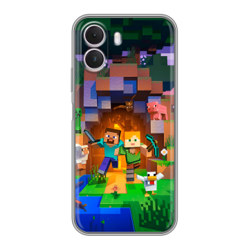Силиконовый чехол на Realme P4 Lite с принтом Майнкрафт Minecraft Силиконовый чехол на Realme P4 Lite с принтом Майнкрафт Minecraft