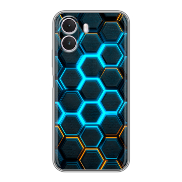 Силиконовый чехол на Realme P4 Lite с принтом Неоновые соты