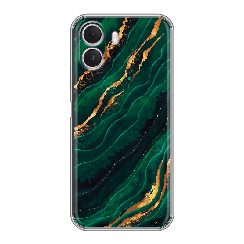 Силиконовый чехол на Realme P4 Lite с принтом Мрамор зеленое золото Силиконовый чехол на Realme P4 Lite с принтом Мрамор зеленое золото