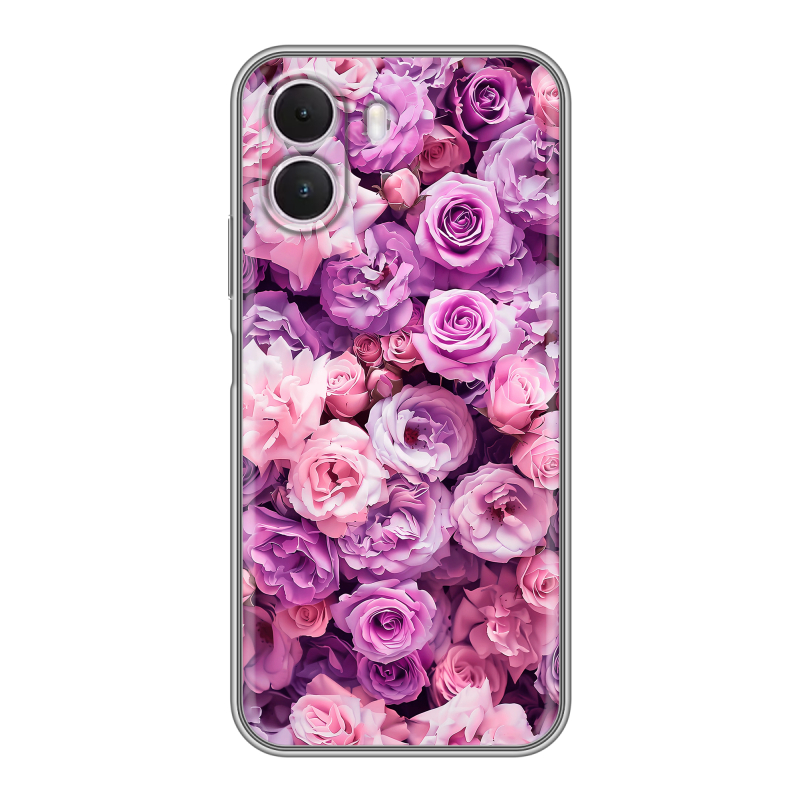 Силиконовый чехол на Realme P4 Lite с принтом лавандовые розы Силиконовый чехол на Realme P4 Lite с принтом лавандовые розы