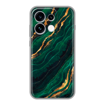 Силиконовый чехол на OPPO Reno16 с принтом Мрамор зеленое золото Силиконовый чехол на OPPO Reno16 с принтом Мрамор зеленое золото