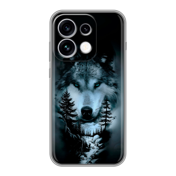 Силиконовый чехол на OPPO Reno16 с принтом Лесной волк Силиконовый чехол на OPPO Reno16 с принтом Лесной волк