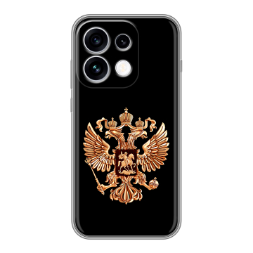 Силиконовый чехол на OPPO Reno16 с принтом Герб России золотой