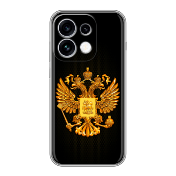 Силиконовый чехол на OPPO Reno16 с принтом Герб России желтый